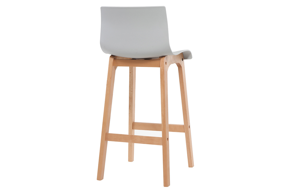 Taburete de bar diseo madera y gris claro 75cm lote de 2 NEW SURF