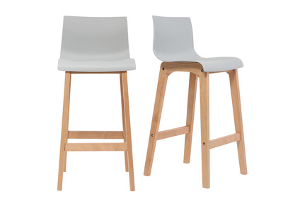 Taburete de bar dise&ntilde;o madera y gris claro 75cm lote de 2 NEW SURF