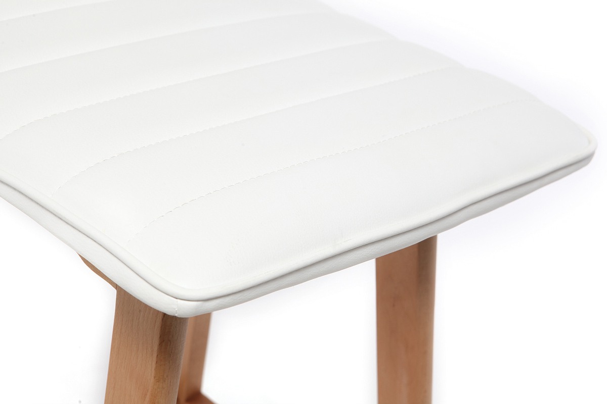 Taburete de bar diseo madera y polipiel blanco 65cm lote de 2 EMMA