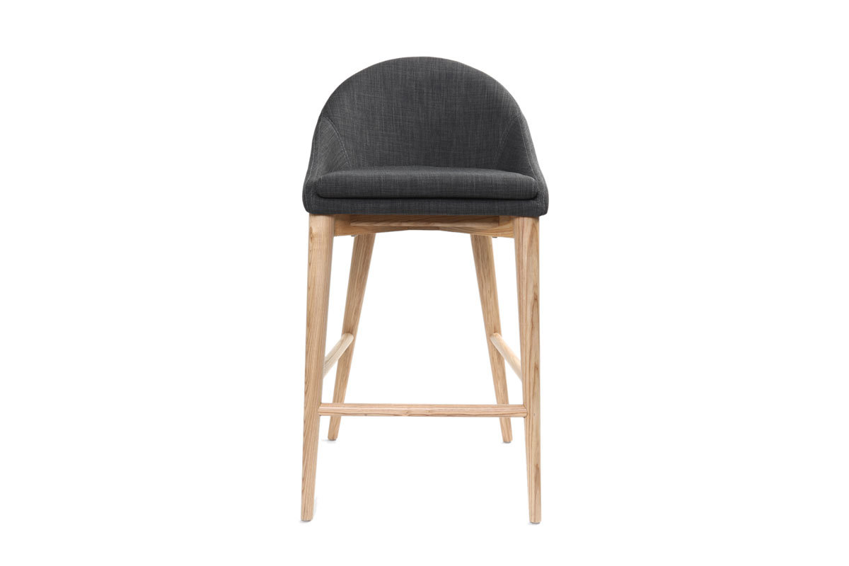 Taburete de bar diseo madera y polyester gris antracita DALIA