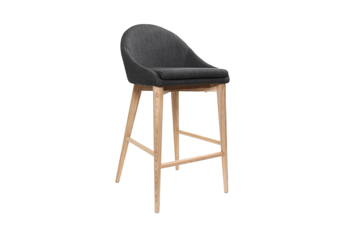 Taburete de bar diseo madera y polyester gris antracita DALIA