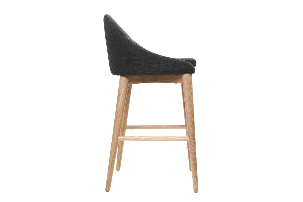 Taburete de bar diseo madera y polyester gris antracita DALIA