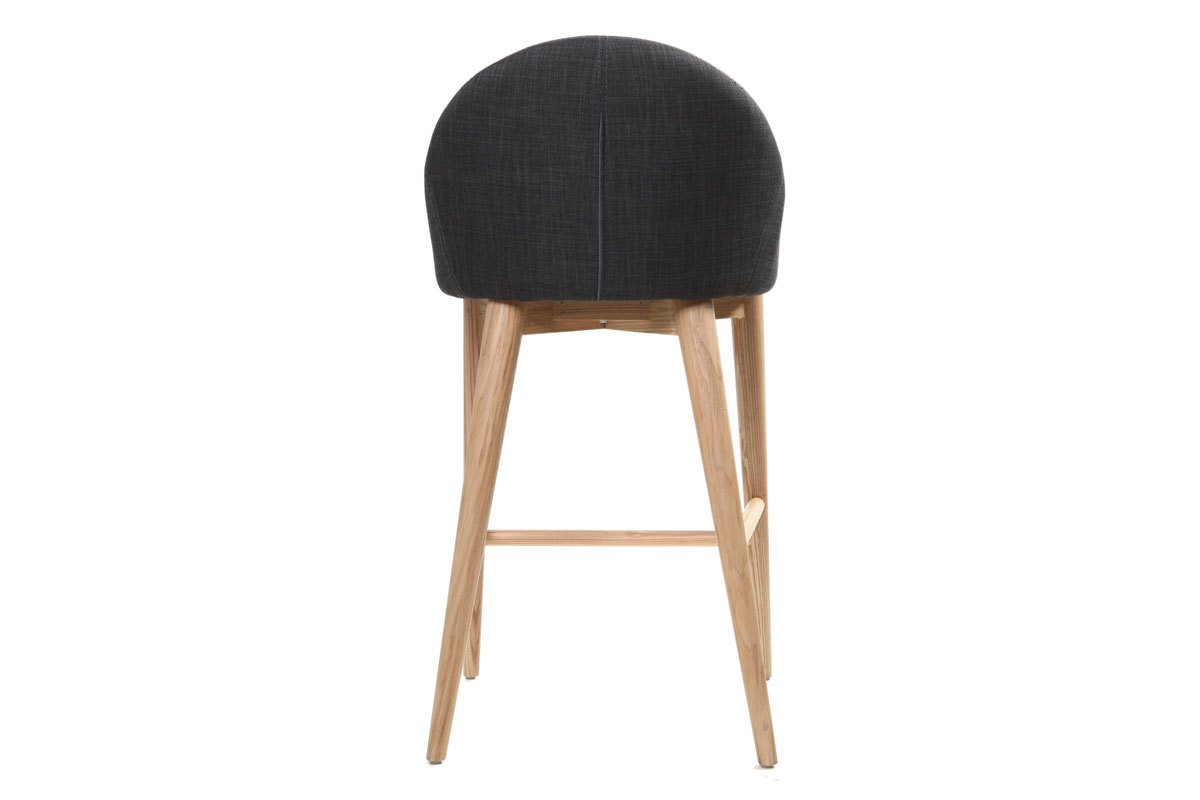 Taburete de bar diseo madera y polyester gris antracita DALIA