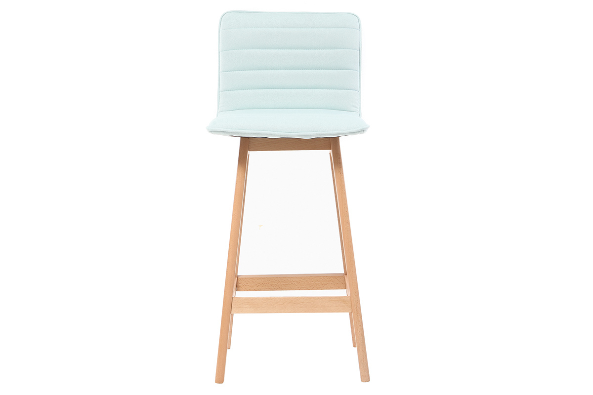 Taburete de bar diseo madera y verde agua 65cm lote de 2 EMMA