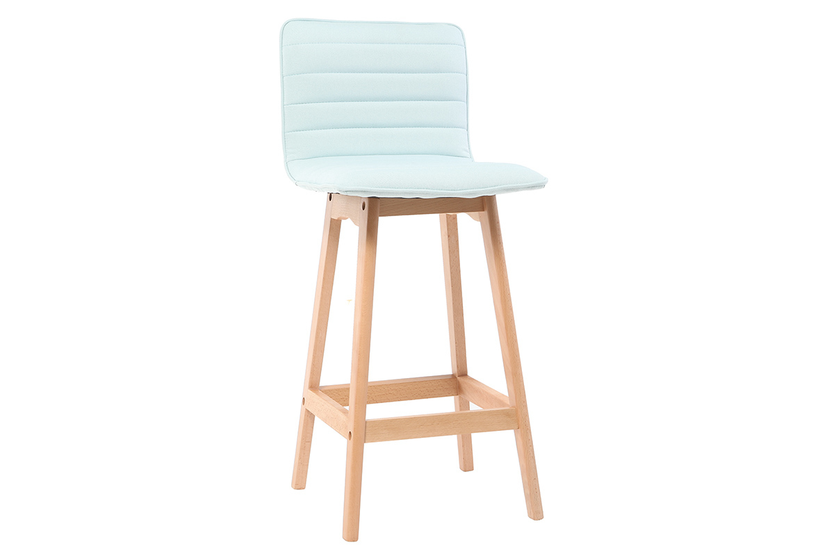 Taburete de bar diseo madera y verde agua 65cm lote de 2 EMMA
