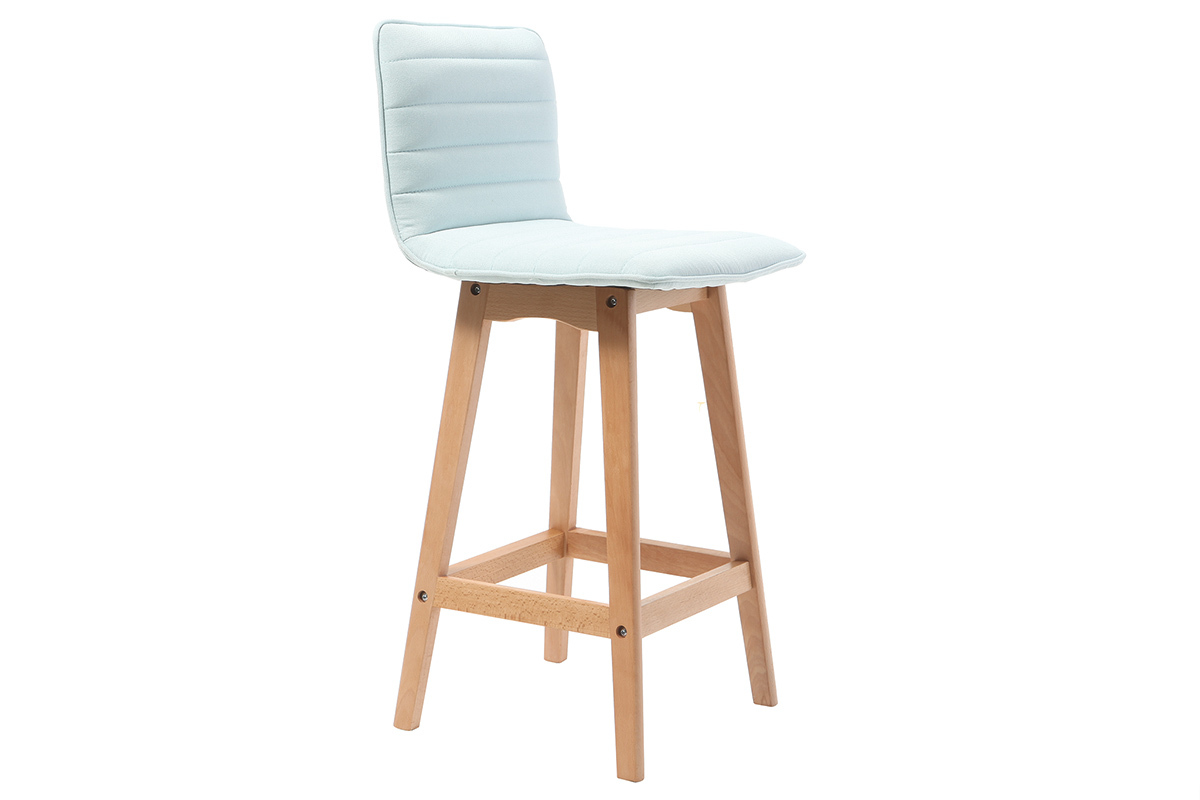 Taburete de bar diseo madera y verde agua 65cm lote de 2 EMMA