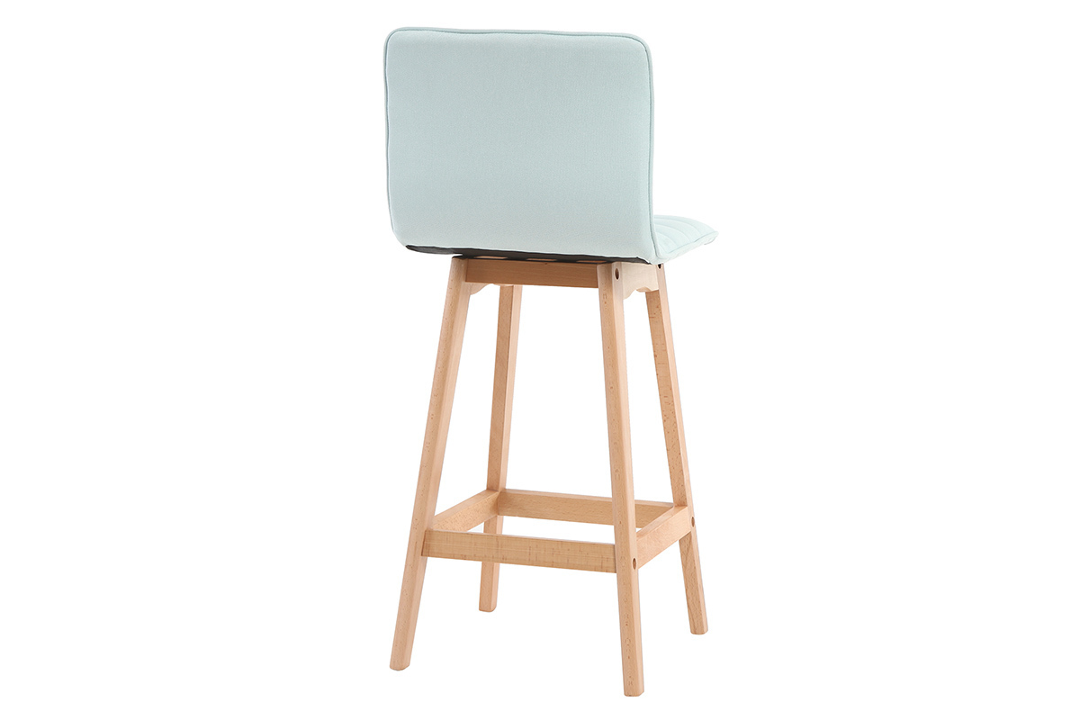 Taburete de bar diseo madera y verde agua 65cm lote de 2 EMMA