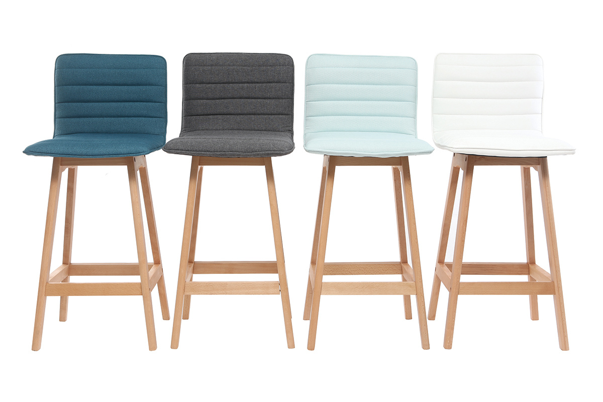 Taburete de bar diseo madera y verde agua 65cm lote de 2 EMMA