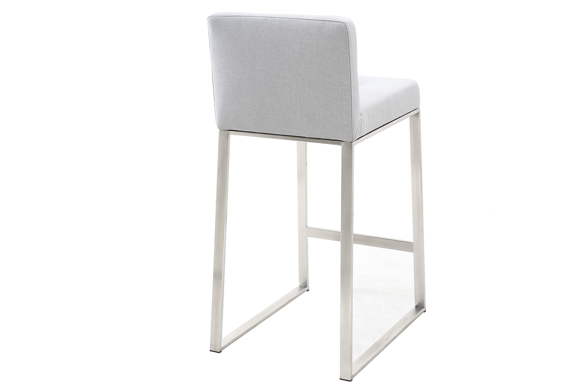 Taburete de bar diseo metal y tejido gris claro 66cm  lote de dos HALEY