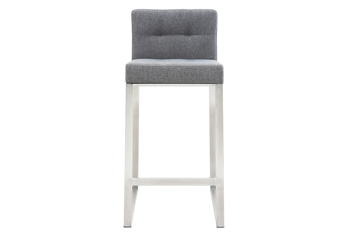 Taburete de bar diseo metal y tejido gris oscuro 66cm lote de dos HALEY