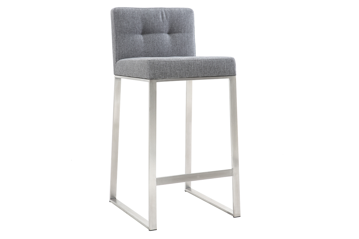 Taburete de bar diseo metal y tejido gris oscuro 66cm lote de dos HALEY