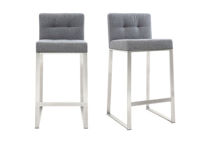 Taburete de bar dise&ntilde;o metal y tejido gris oscuro 66cm lote de dos HALEY
