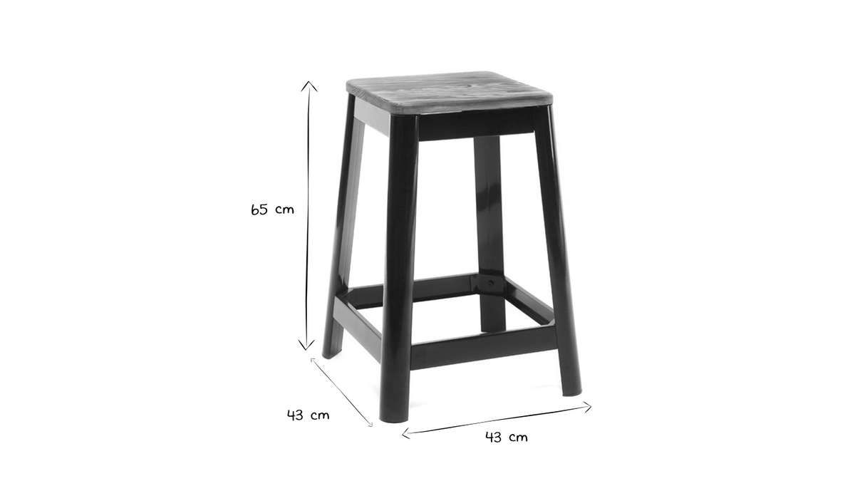 Taburete de bar diseo negro A65cm NICK