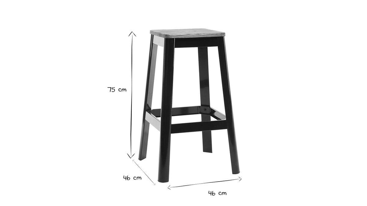 Taburete de bar diseo negro A75cm NICK