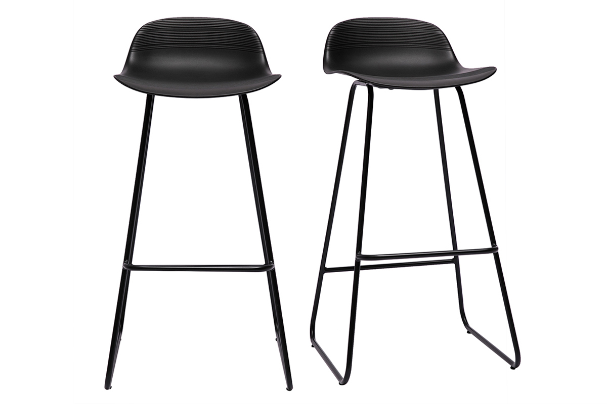 Taburete de bar diseo negro lote de 2 ELLA
