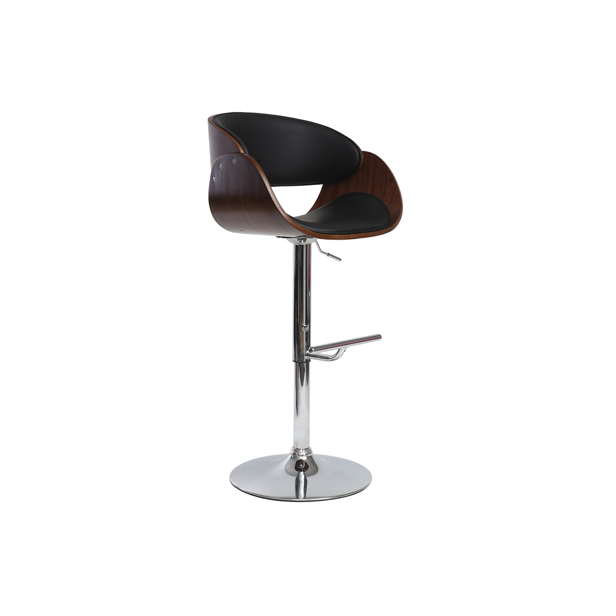 Taburete de bar diseño negro y madera BENT