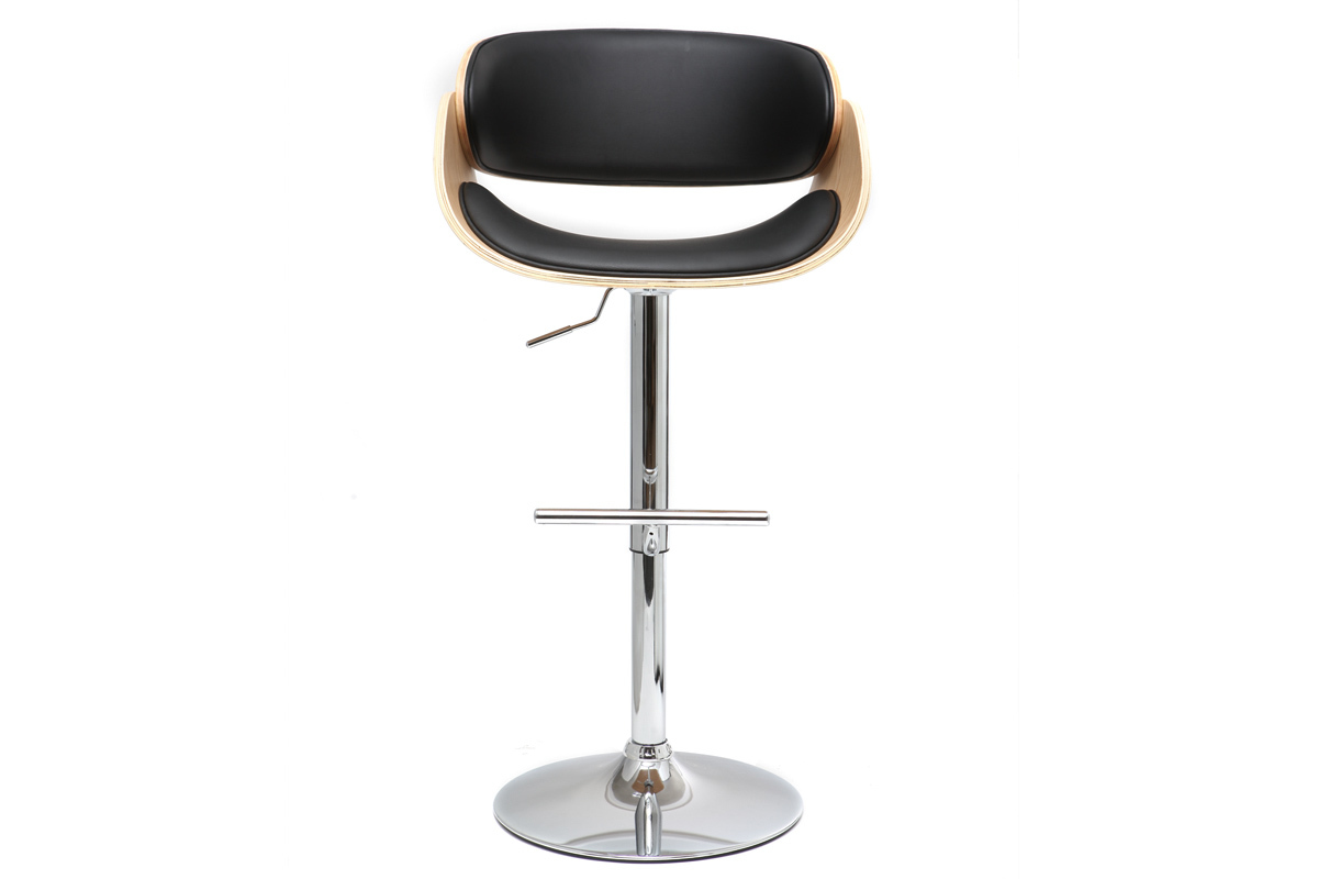 Taburete de bar diseo negro y madera clara BENT