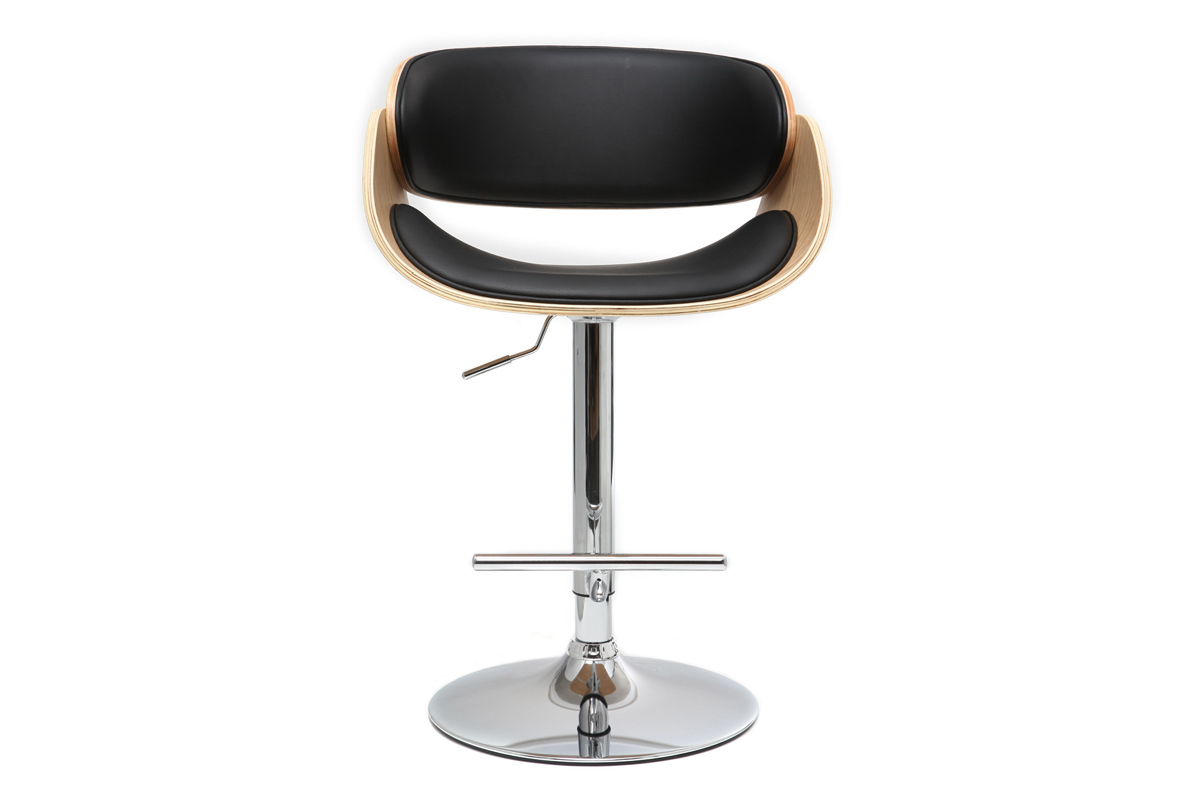 Taburete de bar diseo negro y madera clara BENT