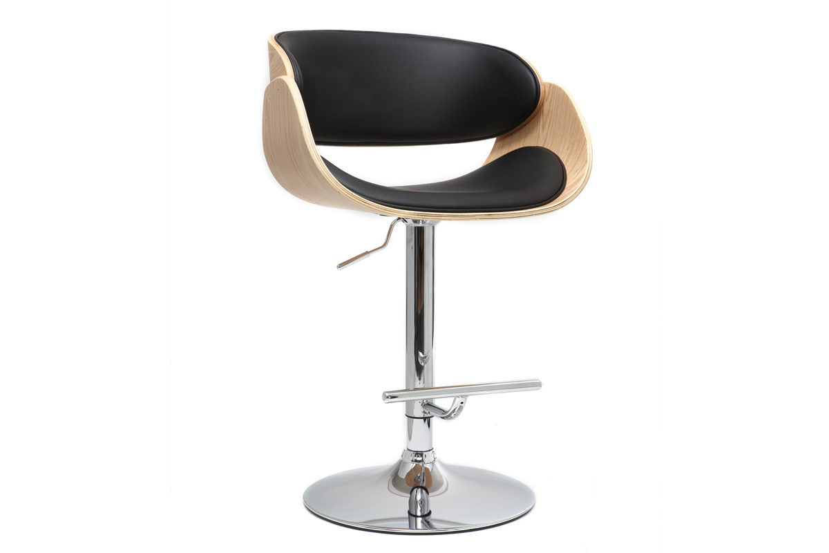 Taburete de bar diseo negro y madera clara BENT