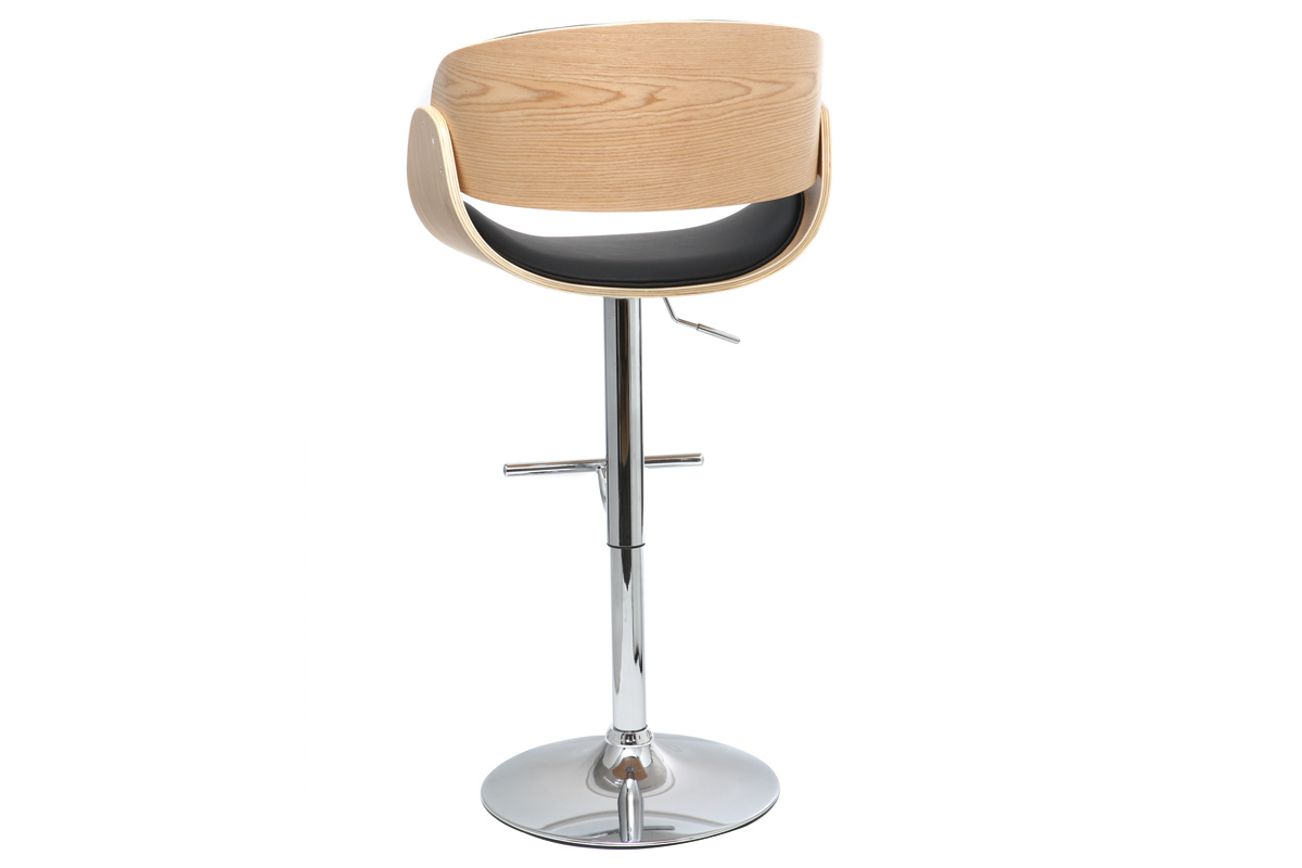 Taburete de bar diseo negro y madera clara BENT