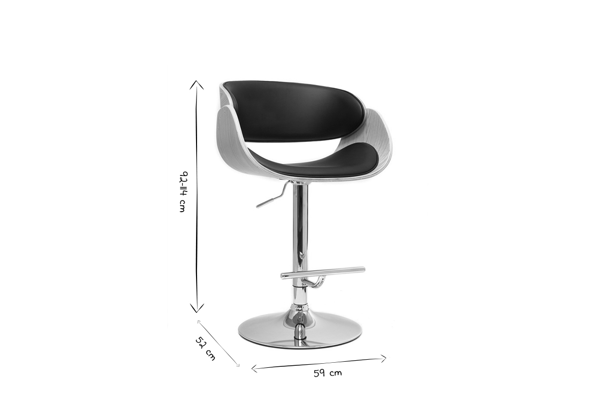 Taburete de bar diseo negro y madera clara BENT