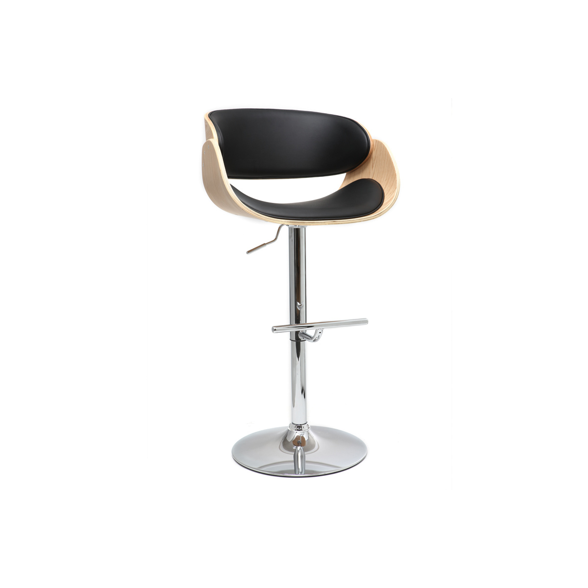 Taburete de bar diseño negro y madera clara BENT