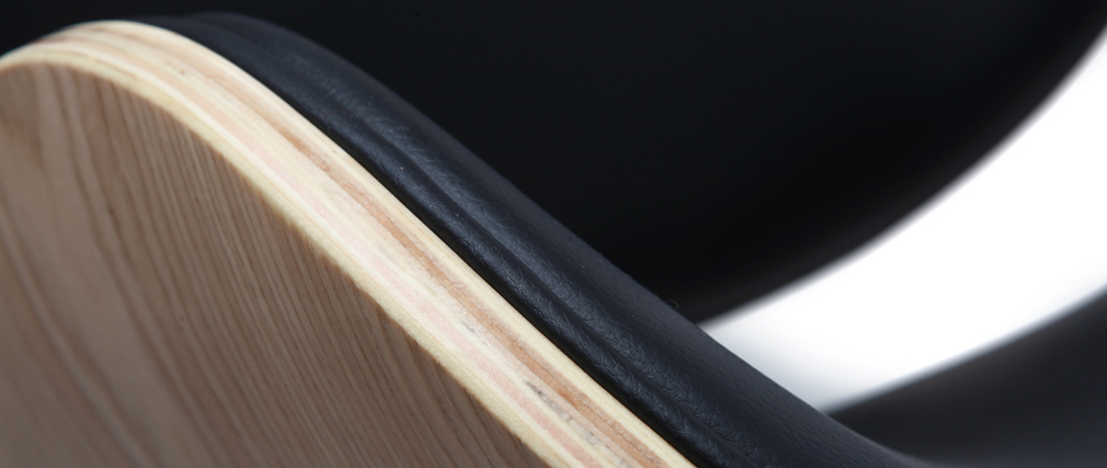 Taburete de bar diseño negro y madera clara WALNUT