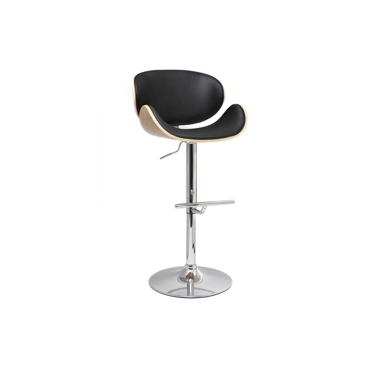 Taburete de bar diseño negro y madera clara WALNUT