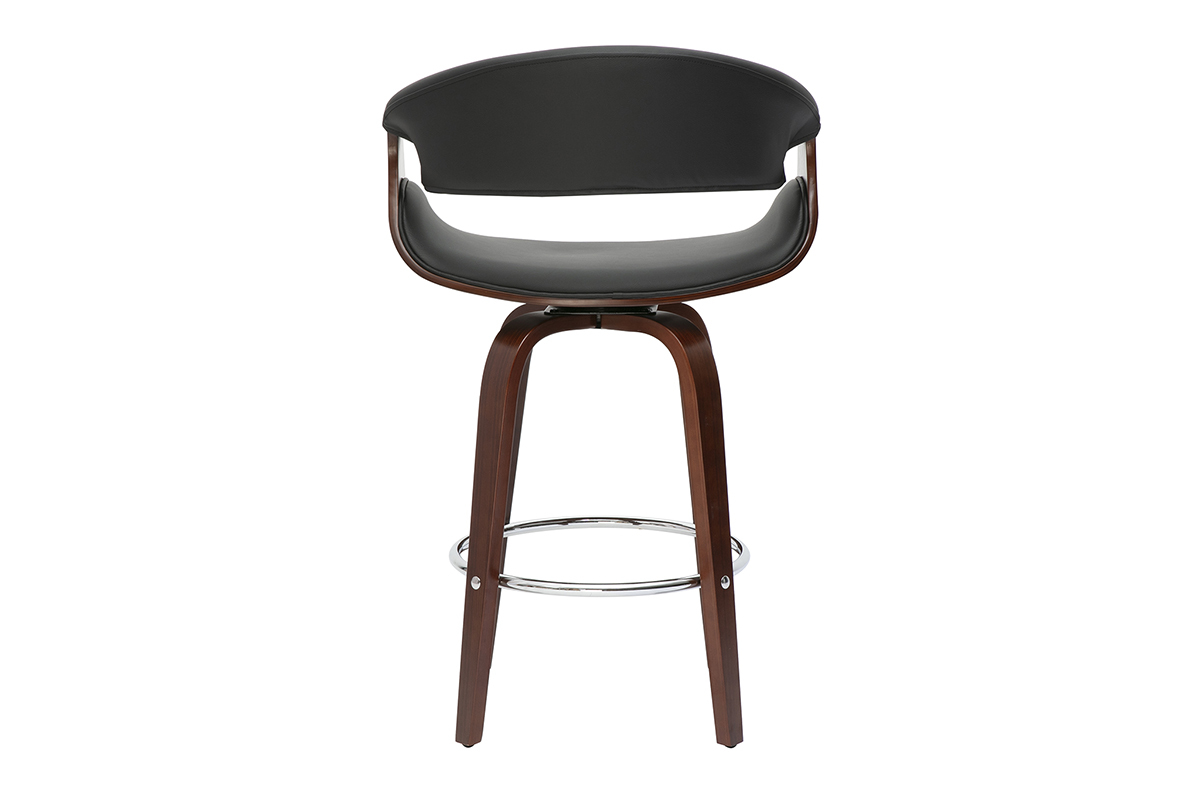 Taburete de bar diseo negro y madera oscura 65 cm ARAMIS