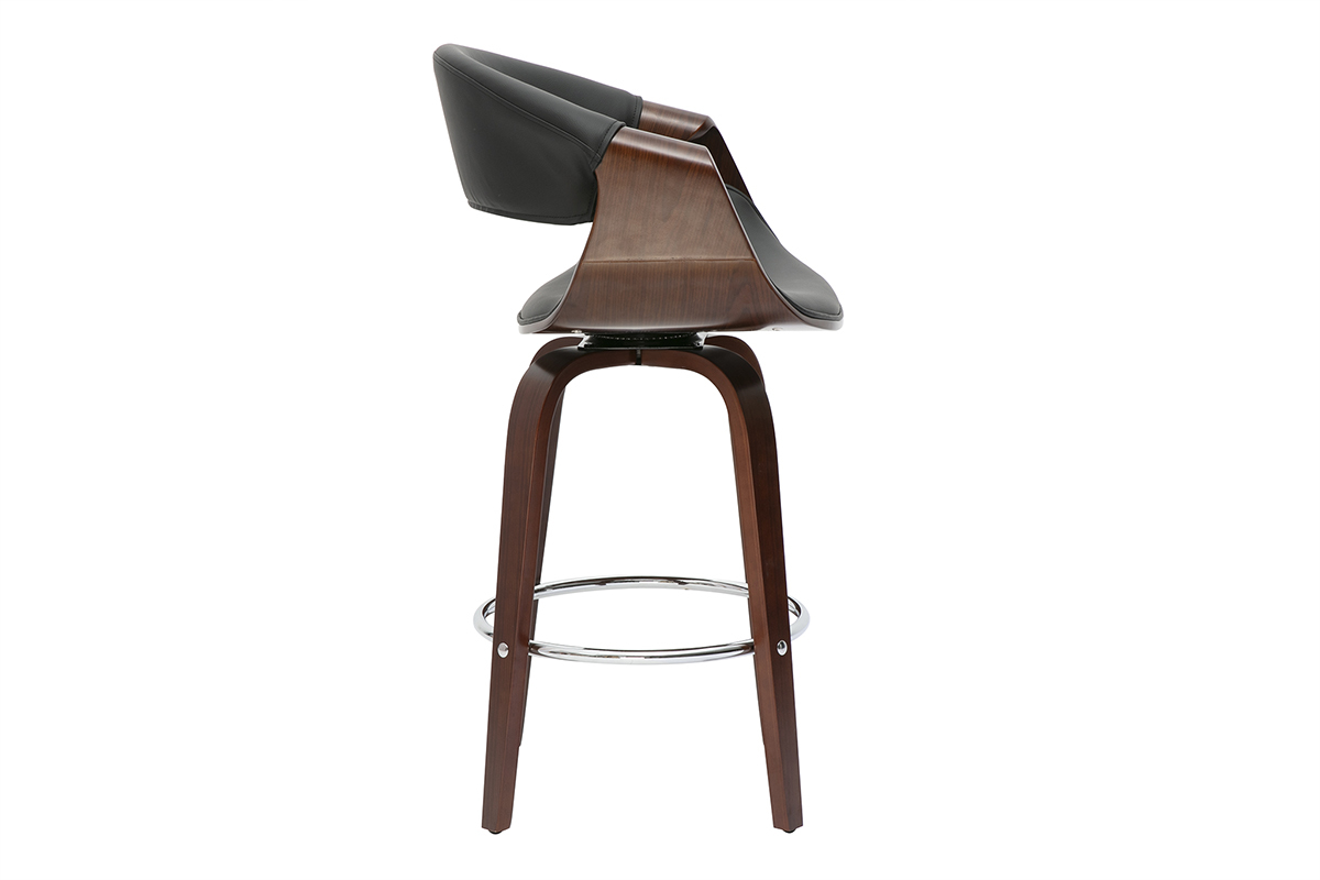 Taburete de bar diseo negro y madera oscura 65 cm ARAMIS