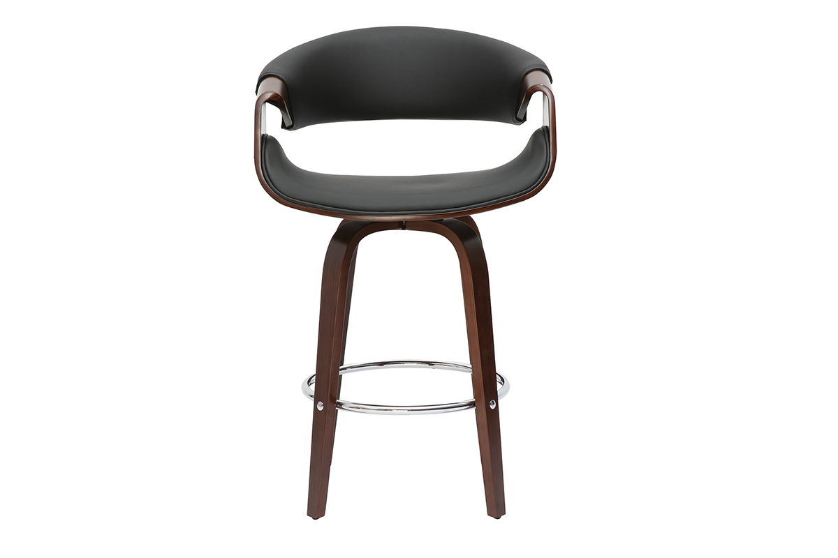 Taburete de bar diseo negro y madera oscura 65 cm ARAMIS