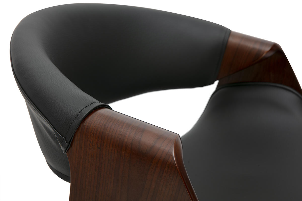 Taburete de bar diseo negro y madera oscura 65 cm ARAMIS