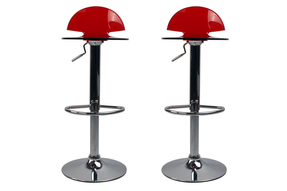 Taburete de bar diseo plexiglas rojo transparente lote de 2 ORION
