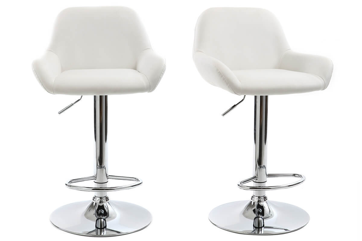 Taburete de bar diseo poliuretano blanco lote de 2 CYRUS