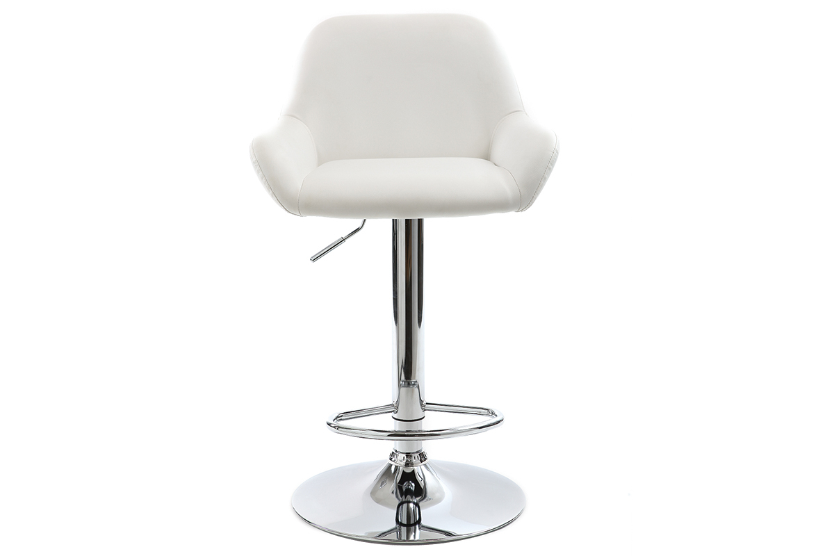 Taburete de bar diseo poliuretano blanco lote de 2 CYRUS