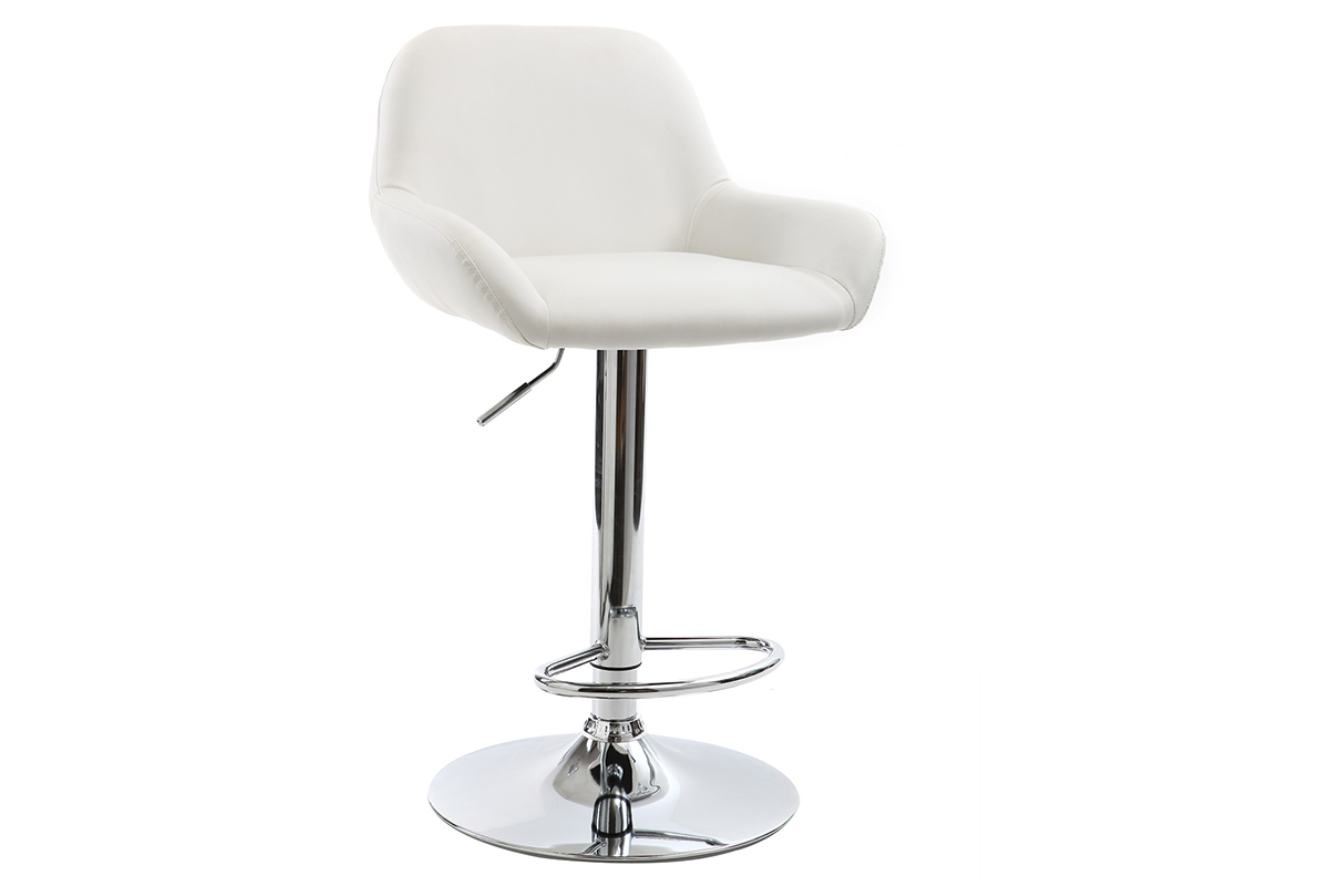 Taburete de bar diseo poliuretano blanco lote de 2 CYRUS