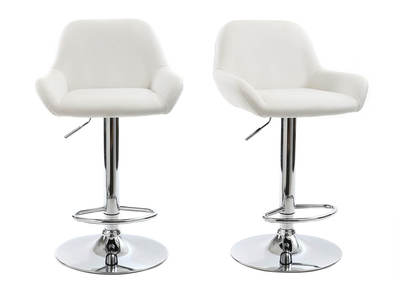 Taburete de bar dise&ntilde;o poliuretano blanco lote de 2 CYRUS