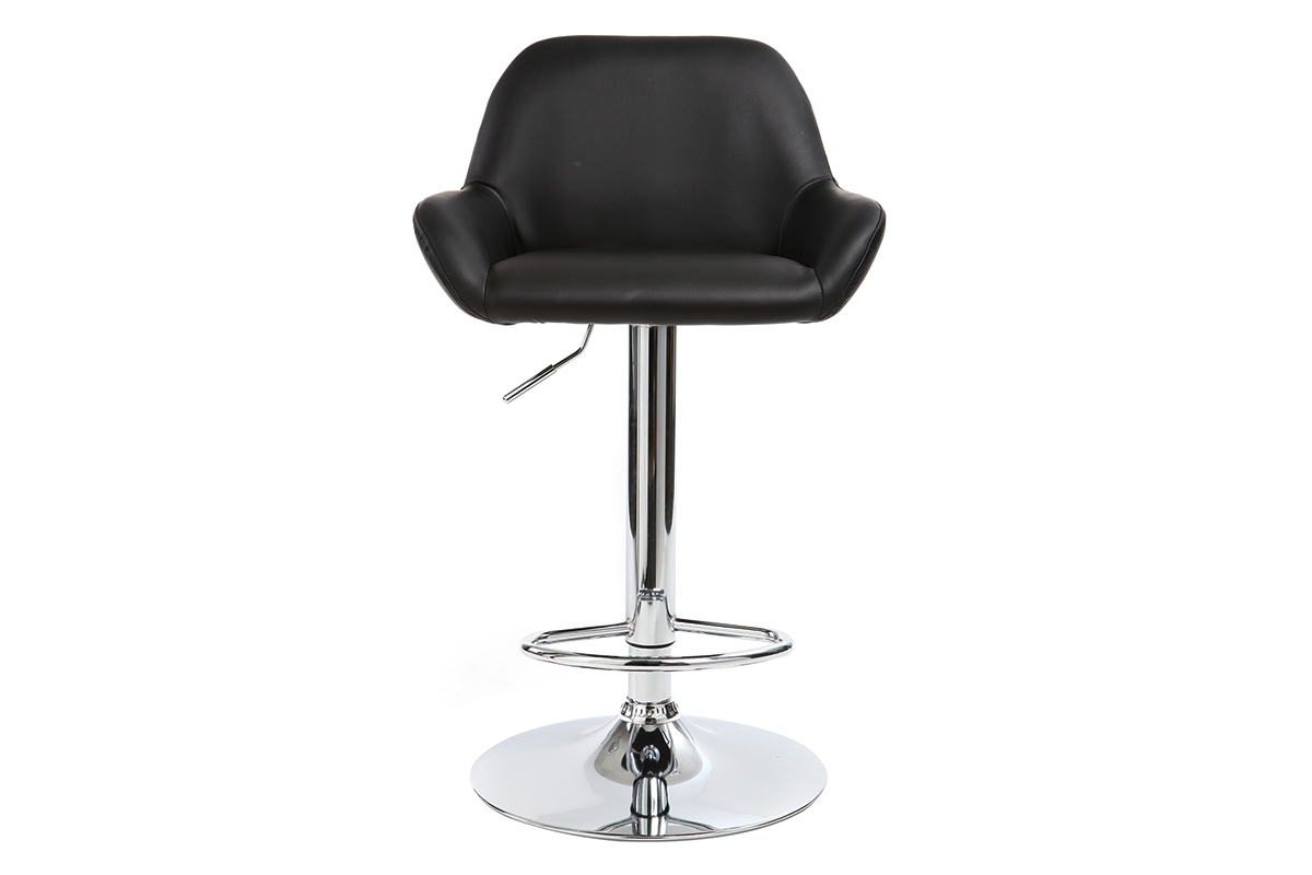 Taburete de bar diseo poliuretano negro lote de 2 CYRUS