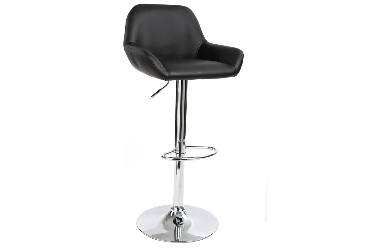 Taburete de bar diseo poliuretano negro lote de 2 CYRUS