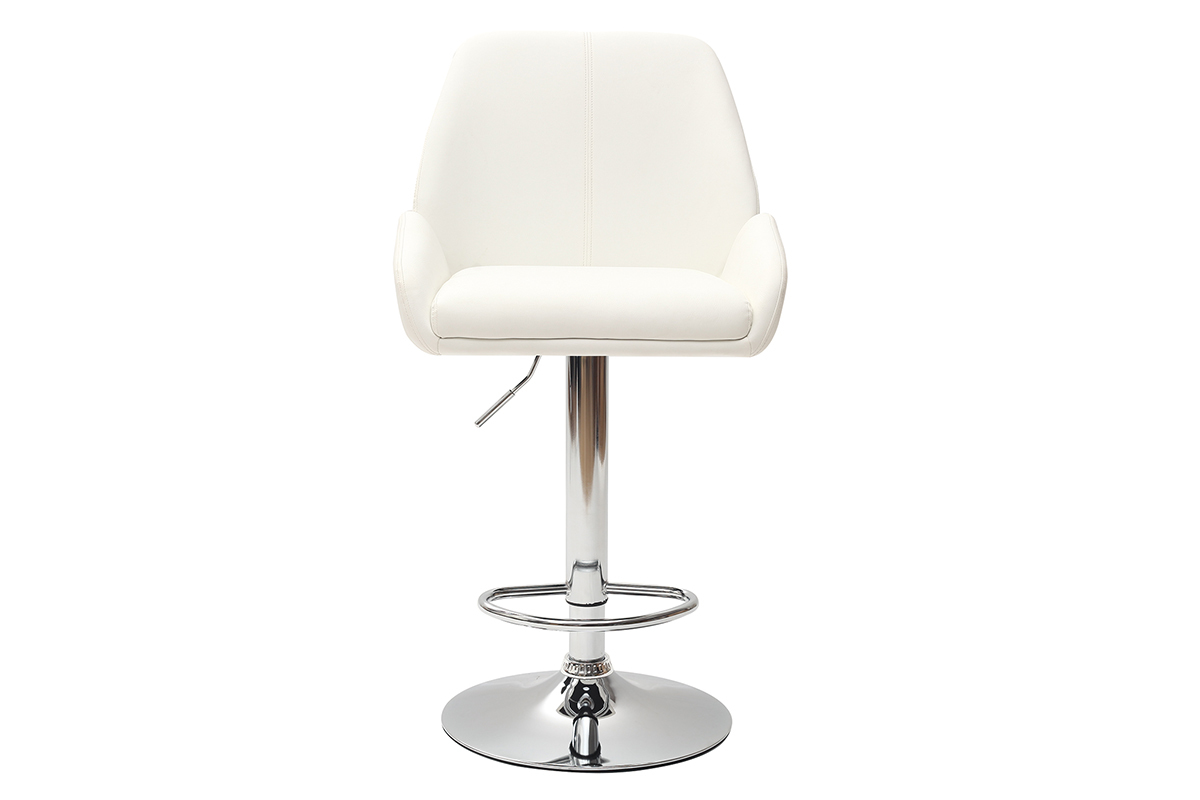 Taburete de bar diseo PU blanco lote de 2 ALEK