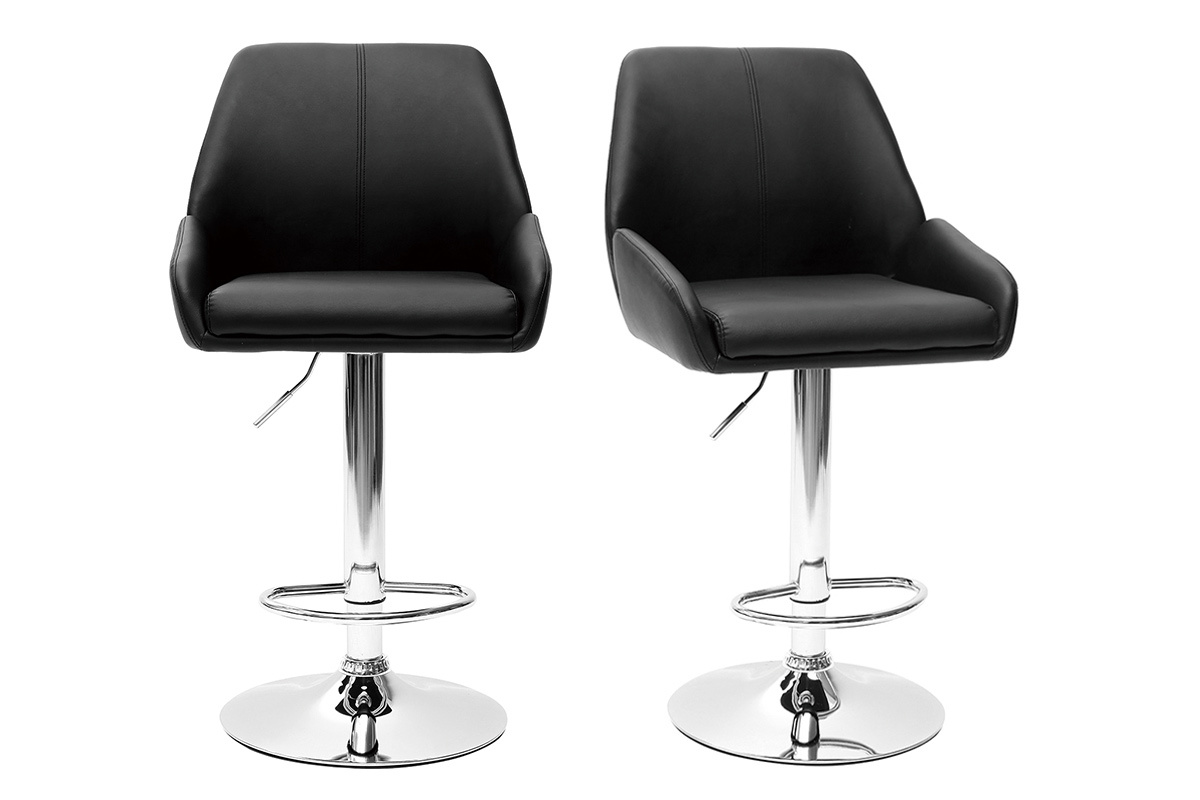 Taburete de bar diseo PU negro lote de 2 ALEK