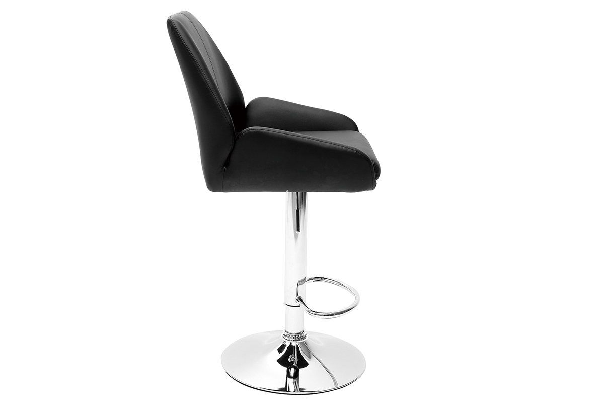 Taburete de bar diseo PU negro lote de 2 ALEK