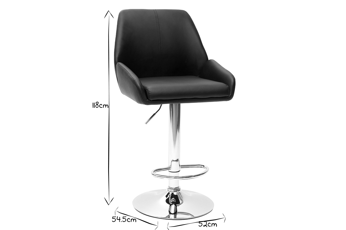 Taburete de bar diseo PU negro lote de 2 ALEK
