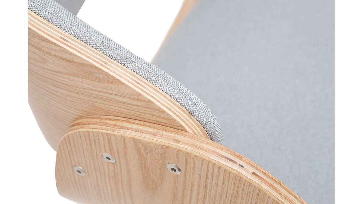 Taburete de bar diseño tejido gris claro y madera clara BENT