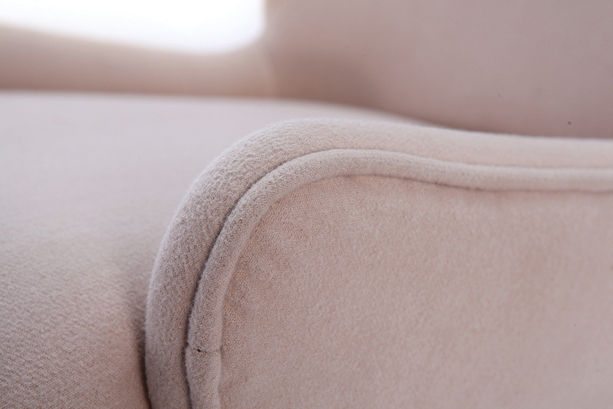 Taburete de bar dise�o tela beige patas nogal BJORG