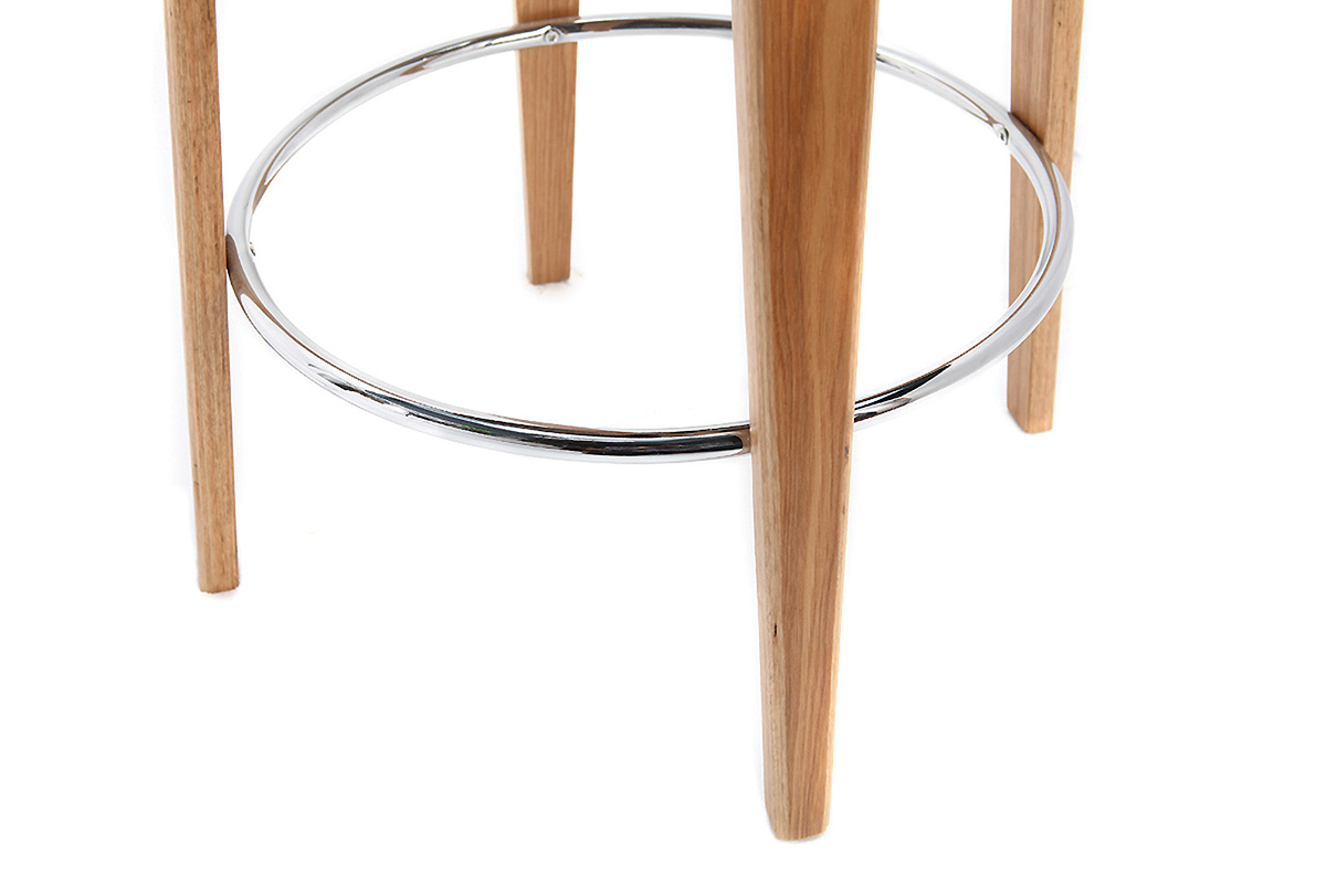 Taburete de bar dise�o tela gris patas fresno BJORG