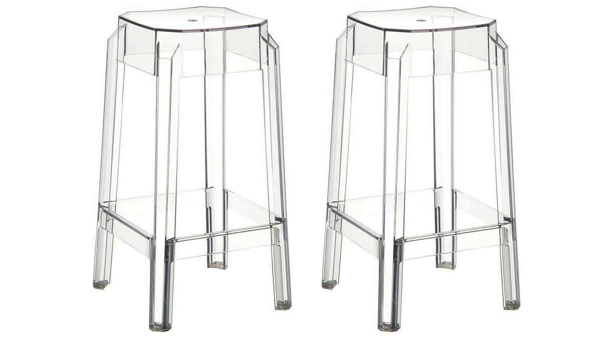 Taburete de bar diseo transparente 65cm lote de 2 CLEAR