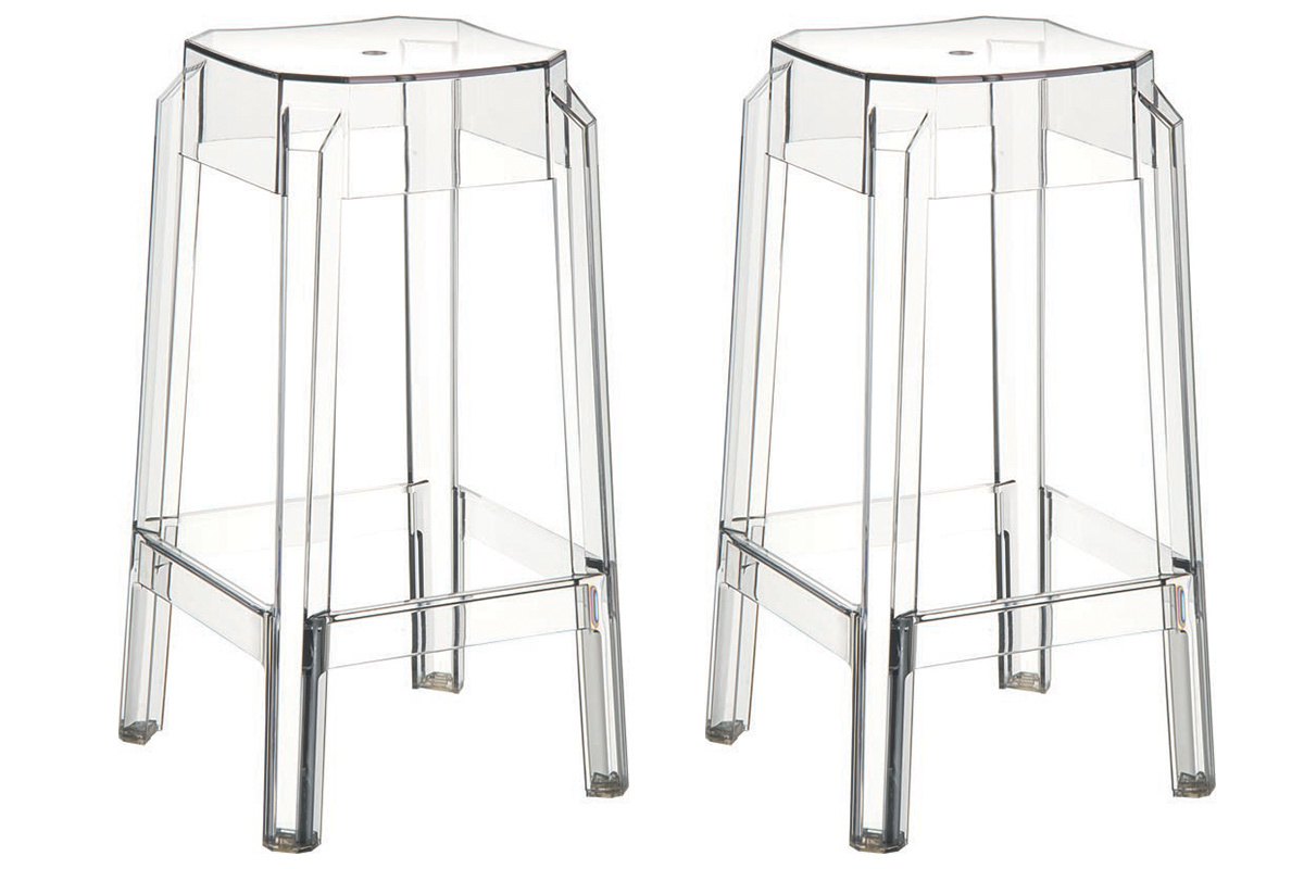 Taburete de bar diseo transparente 65cm lote de 2 CLEAR