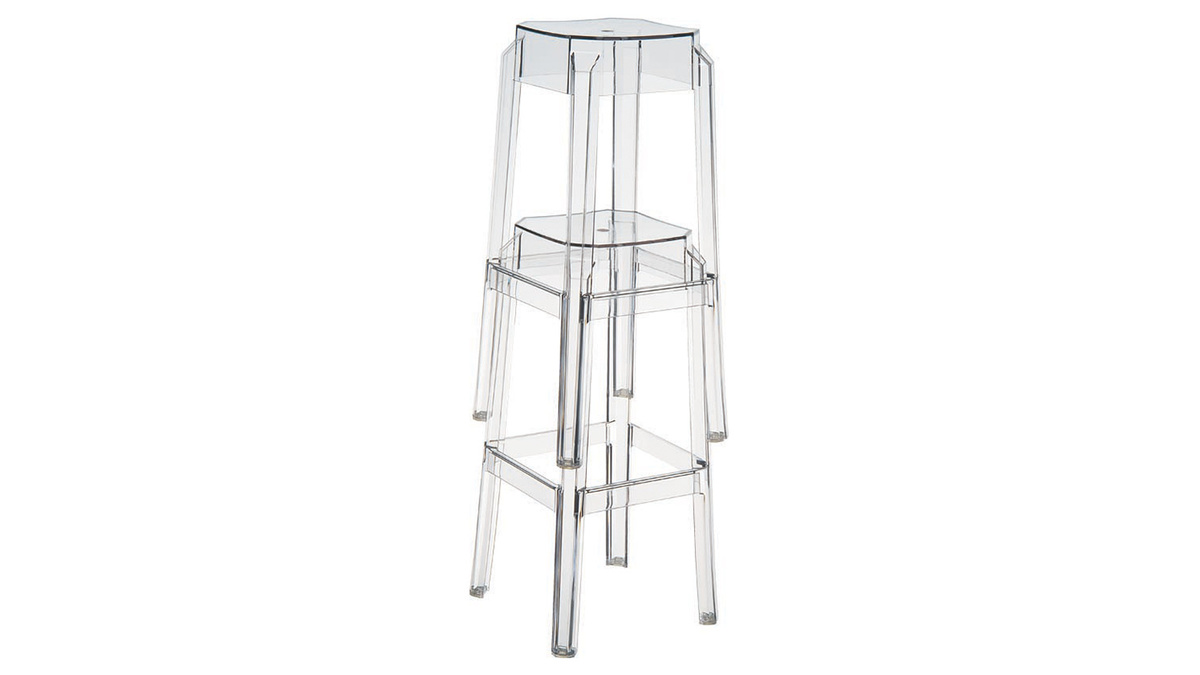 Taburete de bar diseo transparente 65cm lote de 2 CLEAR