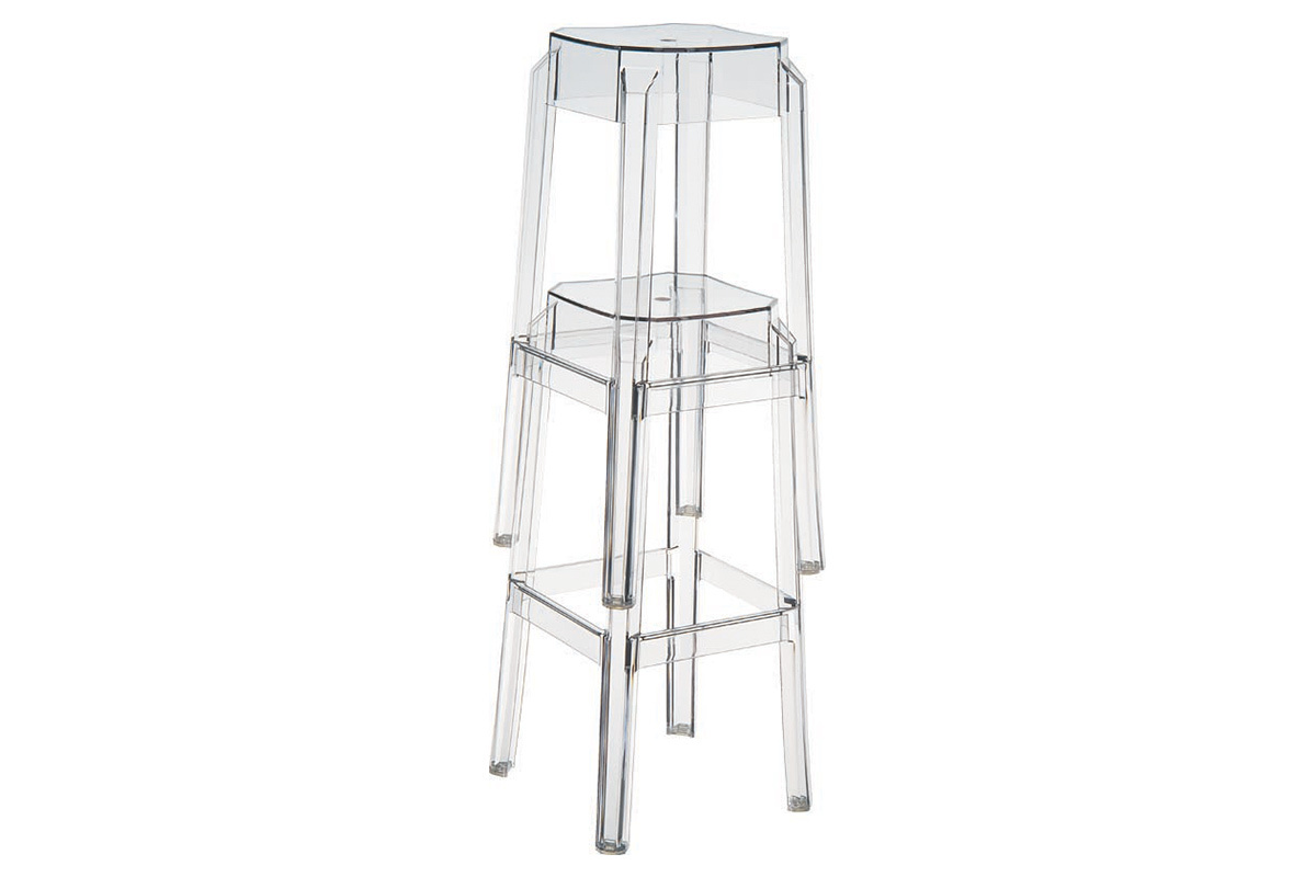 Taburete de bar diseo transparente 65cm lote de 2 CLEAR